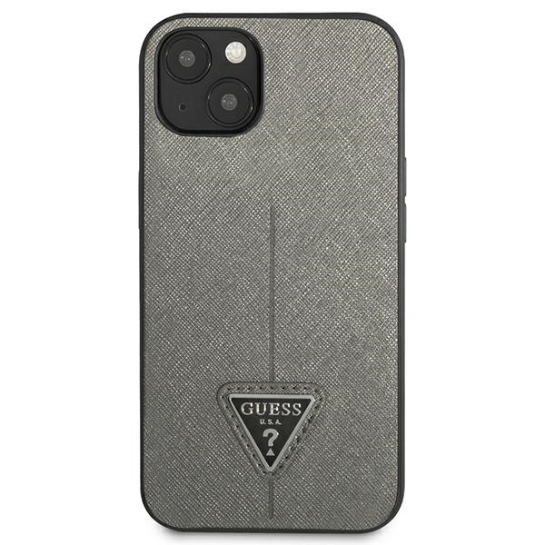 Etui GUESS Apple iPhone 14 Plus Saffiano Triangle Logo Srebrny Hardcase