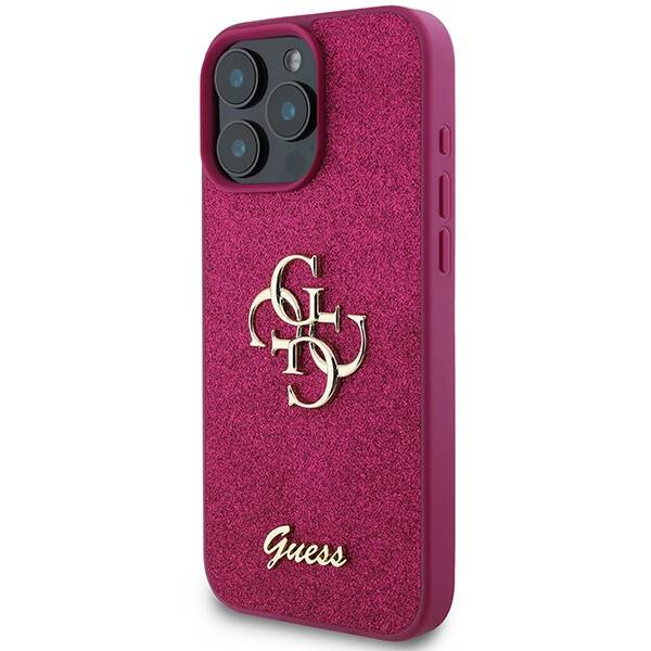 Etui Guess iPhone 16 Pro fioletowy/purple hardcase Glitter Script Big 4G