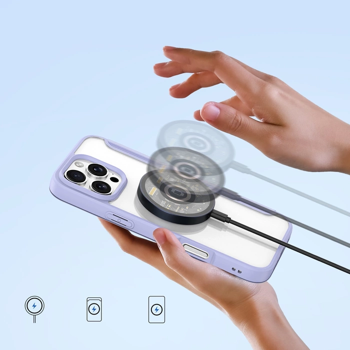 Etui Dux Ducis Skin X Pro na iPhone 16 Pro z MagSafe i klapką - fioletowe