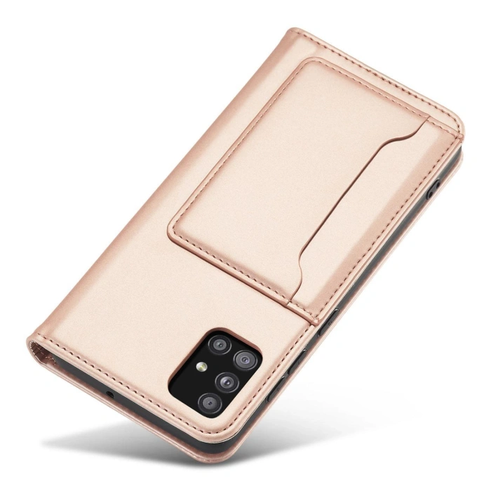 Magnet Card Case etui do Samsung Galaxy A52 5G pokrowiec portfel na karty kartę podstawka różowy
