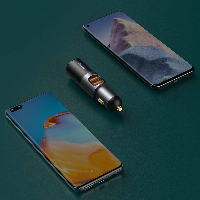 Baseus Share Together ładowarka samochodowa 2x USB / gniazdo zapalniczki 120W Quick Charge Power Delivery szary (CCBT-D0G)