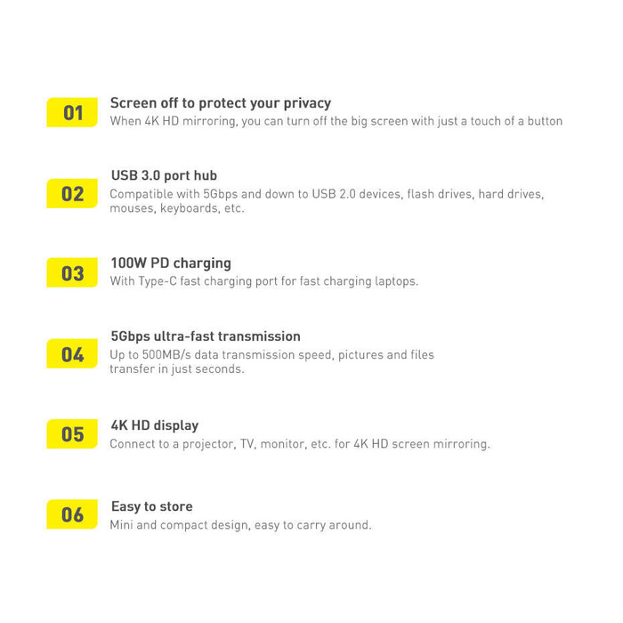 Baseus Lite Series 5-Port Type-C HUB Docking Station (Type-C to HDMI+USB3.0*3+PD) Black