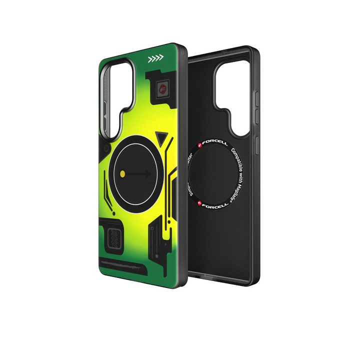 Etui na Samsung S25 ULTRA Forcell F-Protect Levels Dual Layer 4D technology zgodny z MagSafe Military Drop-Test cyber green