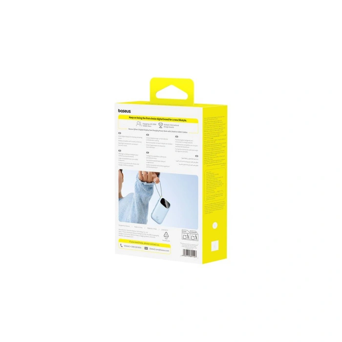 Powerbank Baseus EnerFill FC21 Qpow 3 Ultra 20000mAh 45W z wyświetlaczem cyfrowym z dołączonym kablem - niebieski