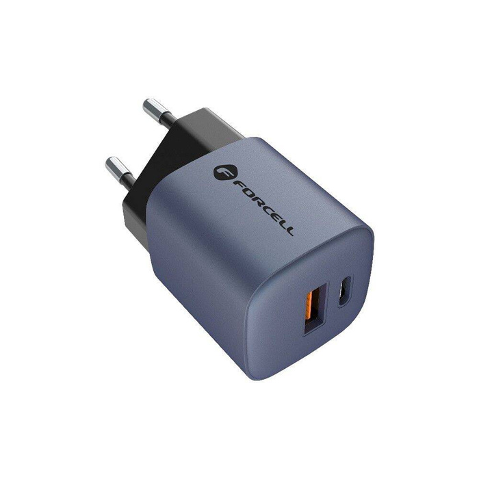 Ładowarka sieciowa do telefonu Forcell F-Energy GaN USB C + USB A QC4.0 PD 3A 33W VT-31 szara