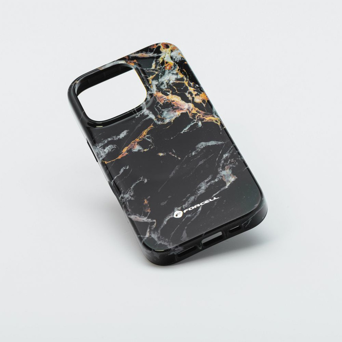 Etui na iPhone 15 PLUS Forcell F-Protect Mirage zgodny z MagSafe Military Drop-Test black marble