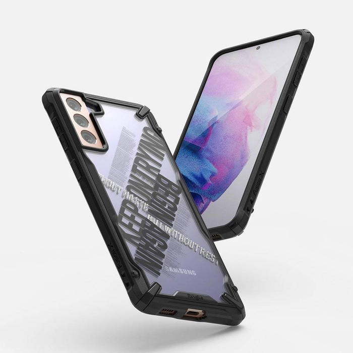 Ringke Fusion X Design etui pancerny pokrowiec z ramką Samsung Galaxy S21+ 5G (S21 Plus 5G) czarny (Cross) (XDSG0053)