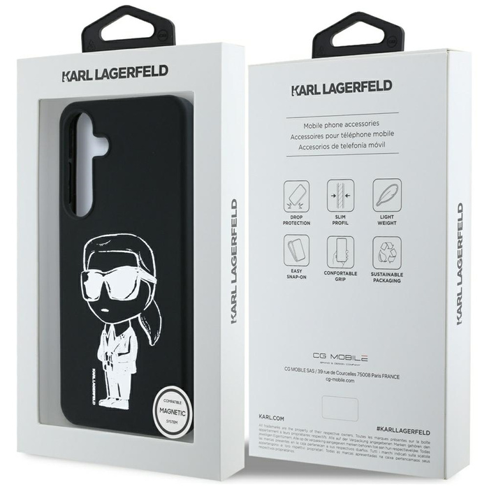 Etui Karl Lagerfeld Silicone Graffiti     Ikonik Printed Logo MagSafe do Samsung Galaxy S25 czarny