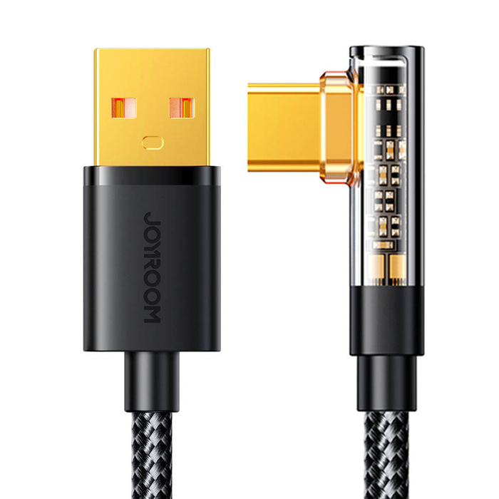 Joyroom kabel USB C kątowy - USB do szybkiego ładowania i transferu danych 3A 1,2 m czarny (S-UC027A6)