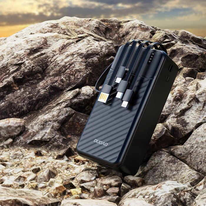 Powerbank Dudao K11 Max 30000mAh z wbudowanymi kablami - czarny
