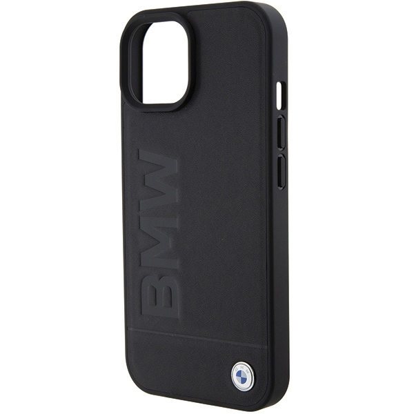 Etui BMW BMHCP15MSLLBK iPhone 15 Plus 6.7" czarny/black Leather Hot Stamp Case