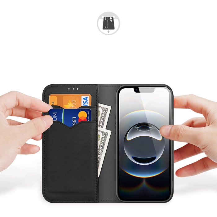 Etui Dux Ducis Hivo na iPhone 16e z klapką i ochroną RFID - czarne