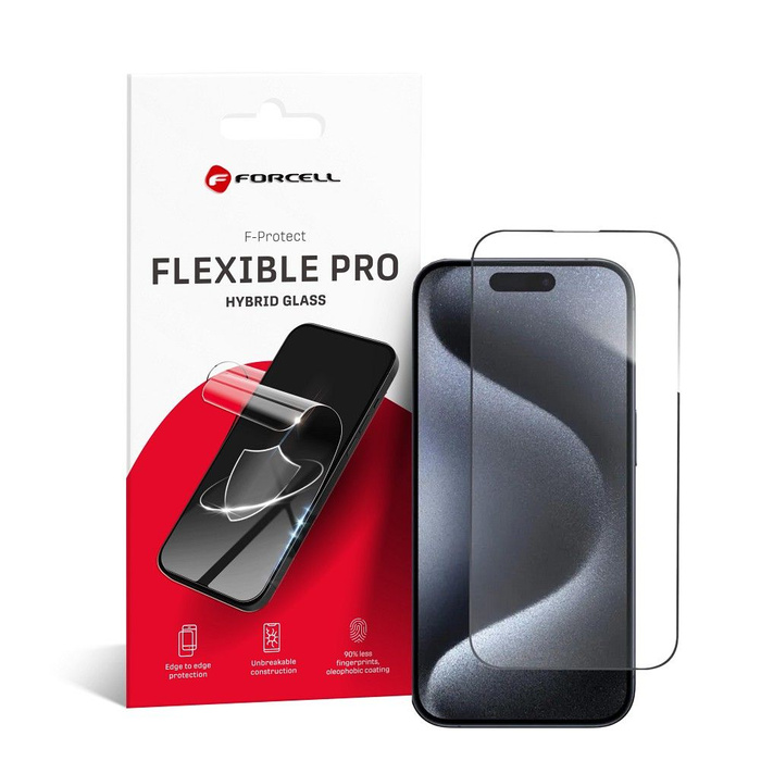 Szkło hybrydowe do iPhone 15 PRO Forcell Flexible 5D czarne