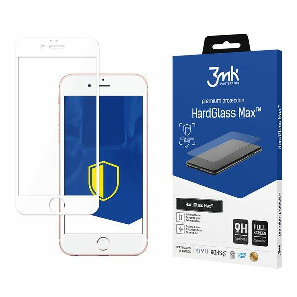Szkło Hartowane 3MK Apple iPhone 6 Plus 6s Plus FullScreen Biały HardGlass Max