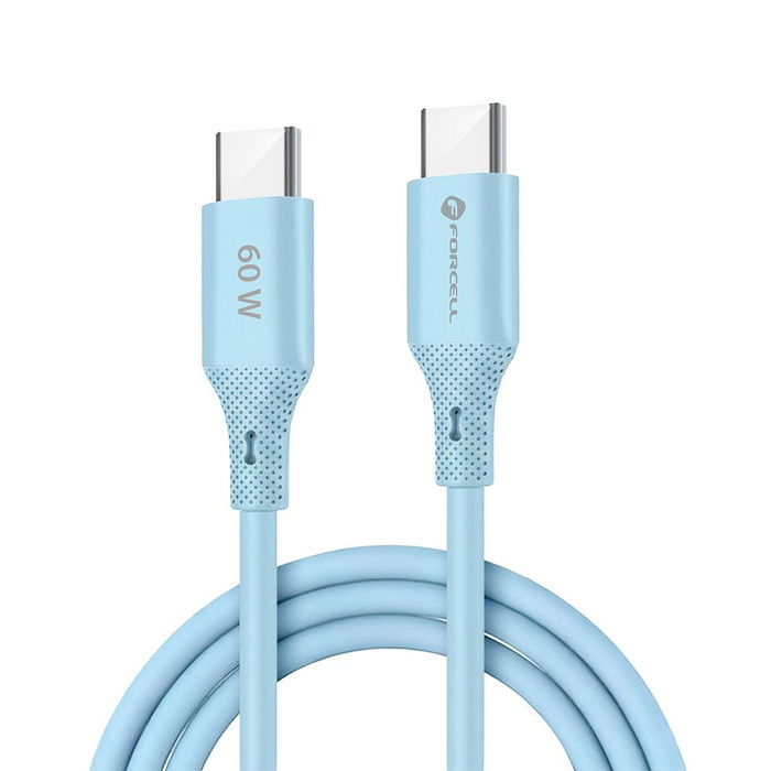 Kabel USB C do USB C Forcell F-Energy QC4.0 PD 3A 60W Silicone 1 m C344 niebieski
