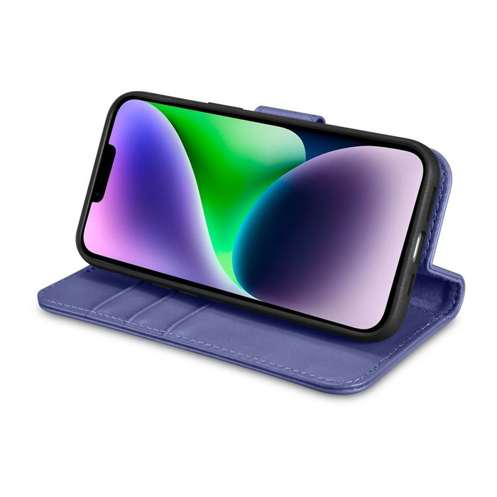 iCarer Wallet Case 2in1 etui iPhone 14 skórzany pokrowiec z klapką Anti-RFID jasnofioletowy (WMI14220725-LP)
