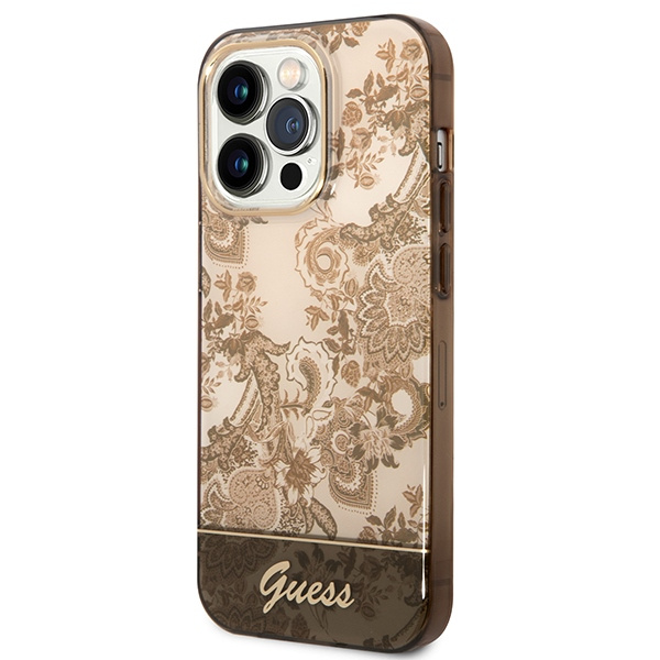 Etui GUESS Apple iPhone 14 Pro Porcelain Collection Brązowy Hardcase