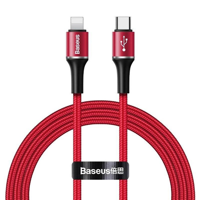 Kabel BASEUS USB-C na Lightning PD Halo, Power Delivery, 18W, 1m czerwony