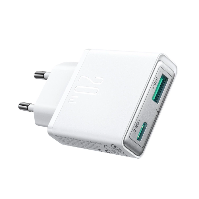 Ładowarka sieciowa Joyroom JR-TCF14 20W USB-A USB-C supercienka - biała