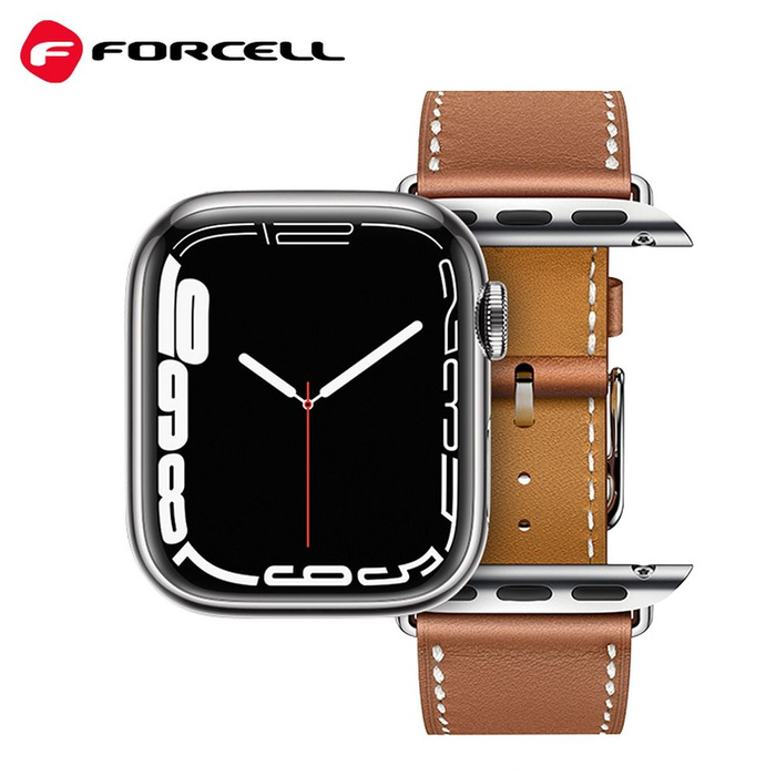 Pasek do Apple Watch Forcell F-Design FA20 dziurki skóra ekologiczna 42 / 44 / 45 / 49 mm czarny