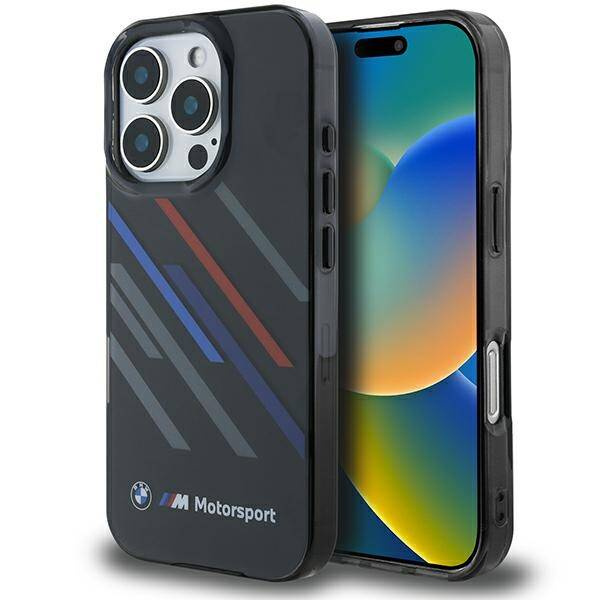 Etui BMW iPhone 16 Pro Max 6.9" czarny/black hardcase Motosport IML Random Stripes