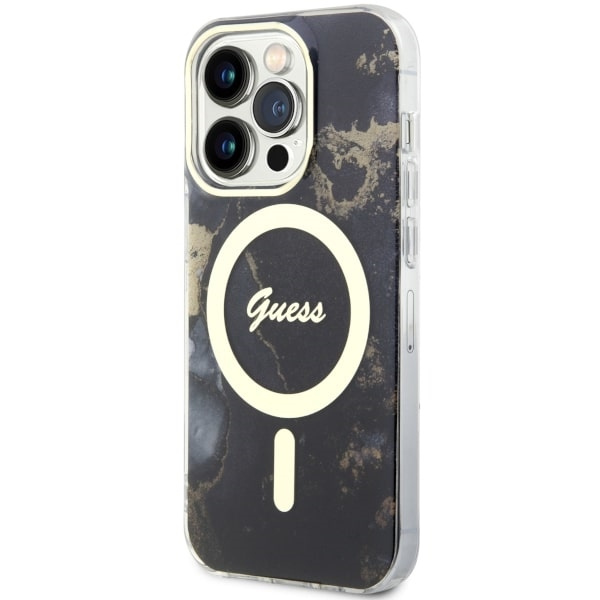 Etui Guess GUHMP14XHTMRSK iPhone 14 Pro Max 6.7" czarny/black hardcase Golden Marble MagSafe Case