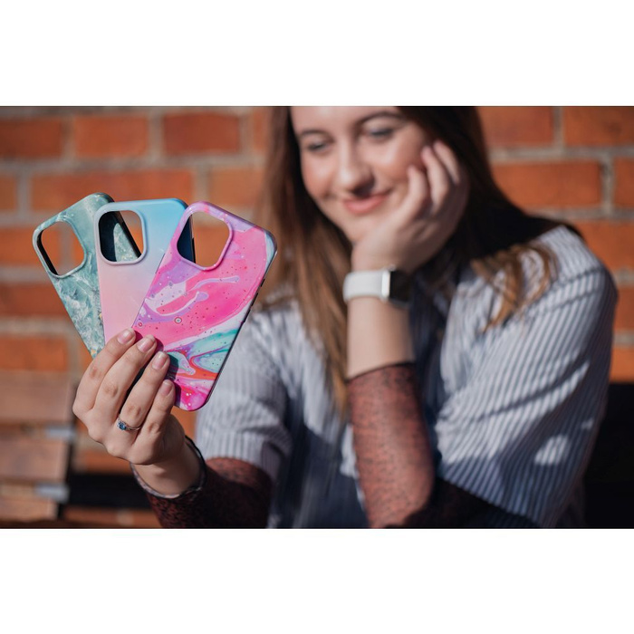 Etui na iPhone 15 PRO Forcell F-Protect Mirage zgodny z MagSafe Military Drop-Test pink marble