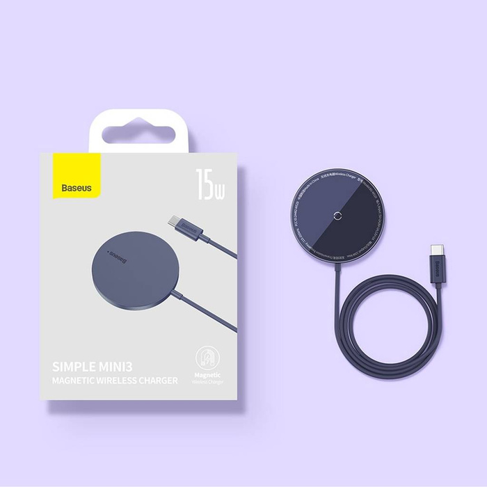 Baseus Simple Mini3 ładowarka magnetyczna MagSafe Qi 15W fioletowa 
