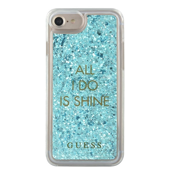 Etui GUESS Apple iPhone 6 7 8 SE 2020 Liquid Glitter Party Niebieski Hardcase