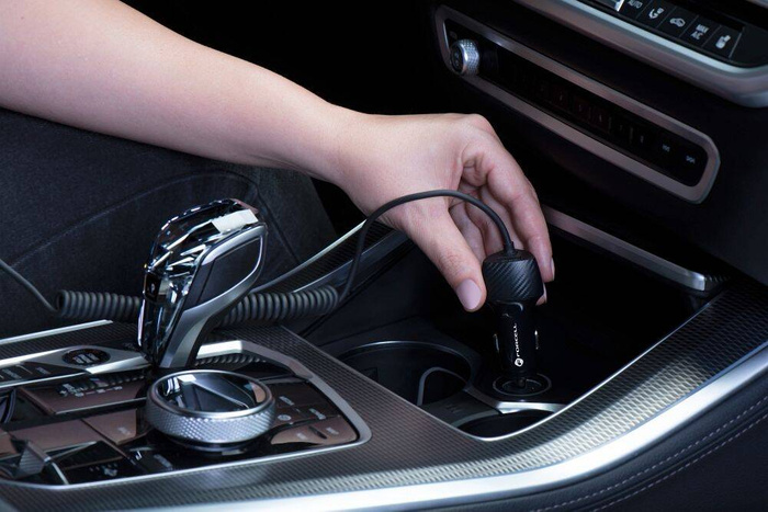 Ładowarka samochodowa Forcell F-Energy Carbon USB A QC3.0 PD 3A 38W z kablem USB C CC50-1AC czarna