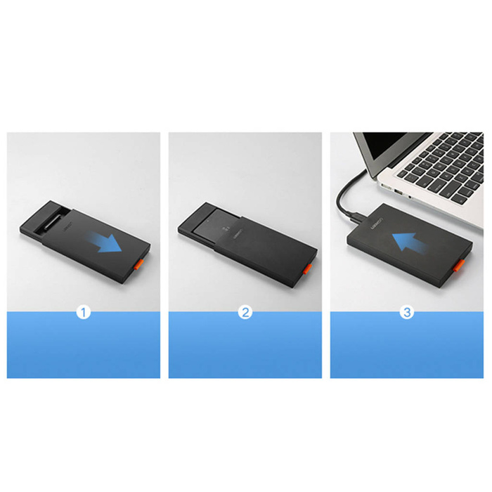 Ugreen kieszeń na dysk HDD SSD obudowa dysku SATA 2,5'' USB 3.2 Gen 1 (5 Gbps) micro USB SuperSpeed + kabel 0,5 m czarny (CM237 60353)
