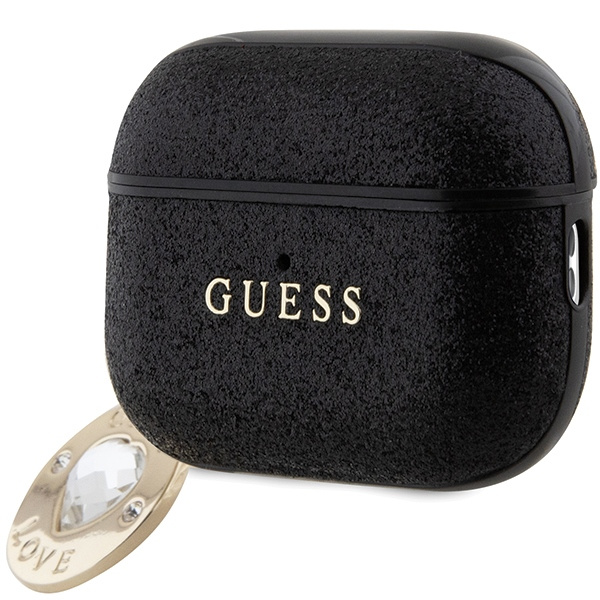Etui Guess GUAP2PGEHCDK AirPods Pro 2 cover czarny/black Fixed Glitter Heart Diamond Charm Case