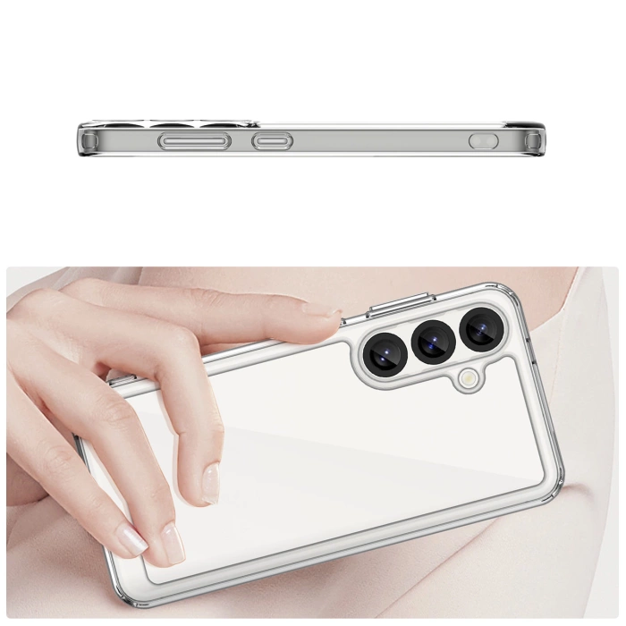 Etui silikonowe Outer Space Case z żelową ramką do Samsung Galaxy S25 - przezroczysto-czarne