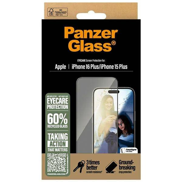 PanzerGlass EyeCare Screen Protector iPhone 16 Plus 6.7" Ultra-Wide Fit 2867