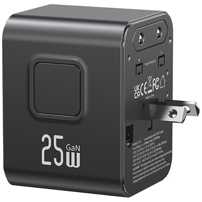 Ładowarka sieciowa USAMS Travel Adapter  CC309 2xUSB-C 25W 4w1 US/AU/EU/UK czarny
