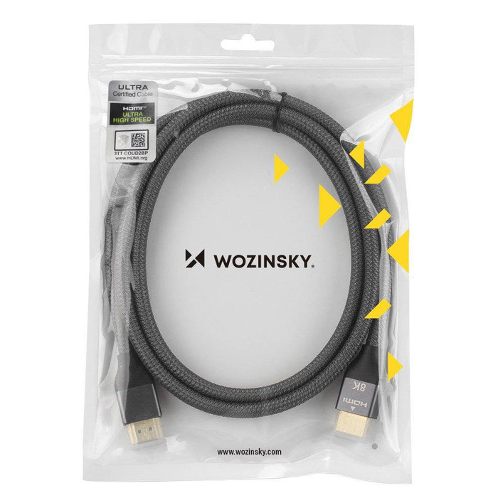 Wozinsky kabel HDMI 2.1 8K 60 Hz 48 Gbps / 4K 120 Hz / 2K 144 Hz 2m srebrny (WHDMI-20)