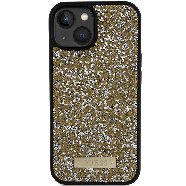 Etui Guess GUHCP15SPFGSBSD iPhone 15 6.1" żółty/yellow hardcase Rhinestone Metal Logo Case