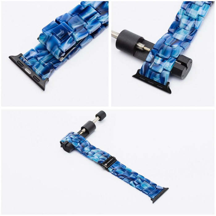 Pasek do Apple Watch Forcell F-Design FA04 zatrzask żywiczny marmurkowy 38 / 40 / 41 mm niebieski