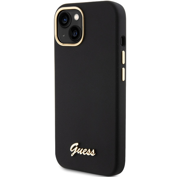 Etui Guess GUHCP15SSMBSLK iPhone 15 6.1" czarny/black hardcase Silicone Script Metal Logo & Frame Case