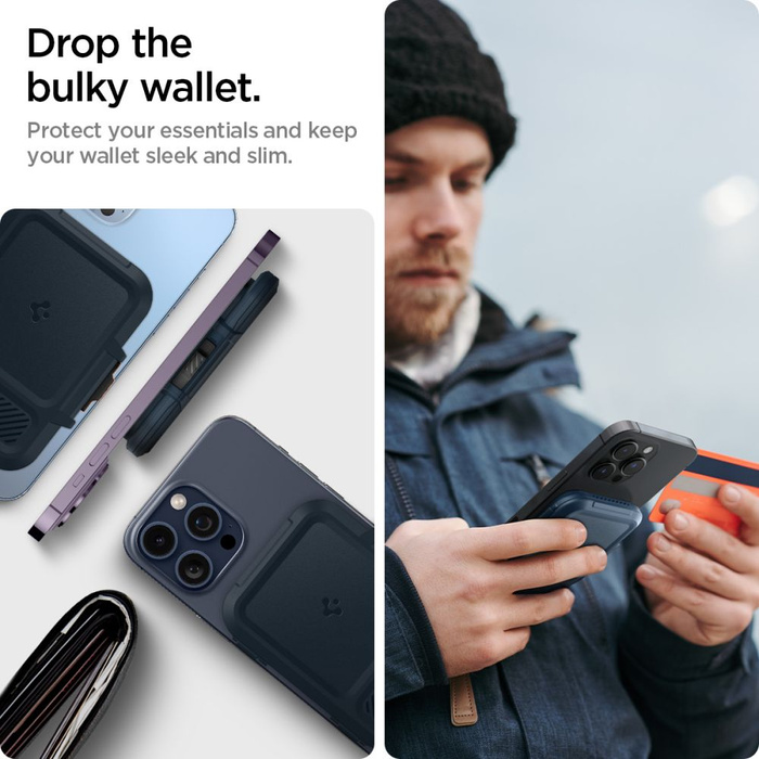 PORTFEL MAGASEF SPIGEN LOCK FIT UNIWERSALNY CARD HOLDER GRANATOWY