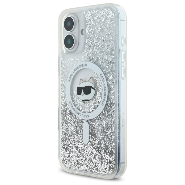 Etui Karl Lagerfeld iPhone 16 6.1" hardcase transparent Liquid Glitter Choupette Head Magsafe