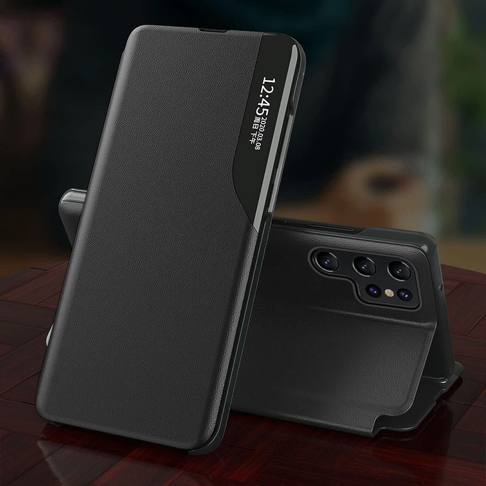 Etui Eco Leather View Case do Samsung Galaxy S24 Ultra z klapką - czarne