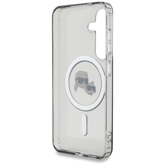 Etui Karl Lagerfeld Button Karl &         Choupette Heads Printed Logo MagSafe do Samsung Galaxy S25 czarny