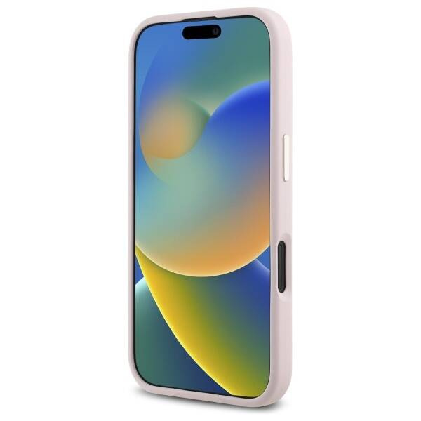 Etui Guess iPhone 16 6.1" jasnoróżowy/pink hardcase Silicone Logo Strass 4G