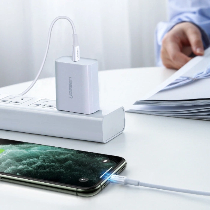 Kabel Ugreen US171 Lightning - USB-C MFi PD 20W 3A 480Mb/s 0,5m - biały