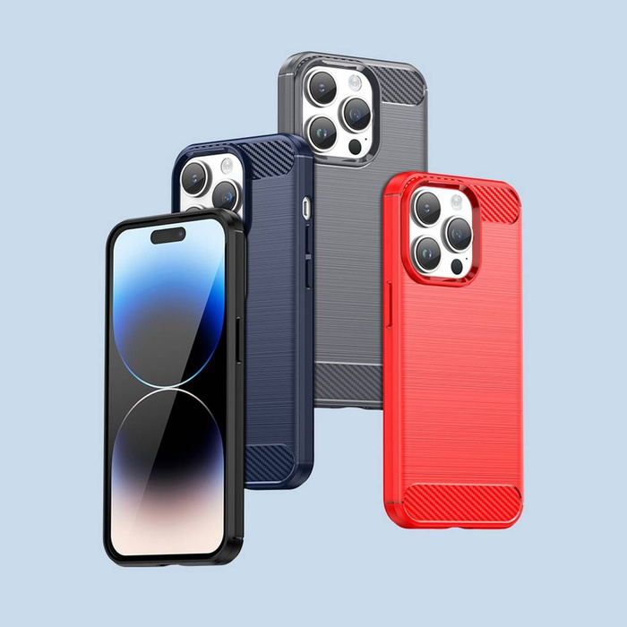 Carbon Case etui iPhone 14 Pro Max elastyczny żelowy pokrowiec na tył plecki niebieski