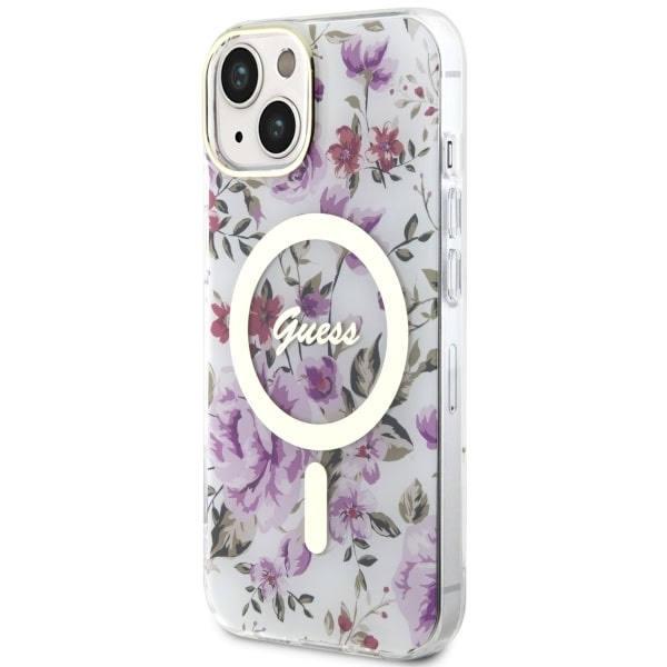 Etui Guess GUHMP14SHCFWST iPhone 14 6.1" transparent hardcase Flower MagSafe Case