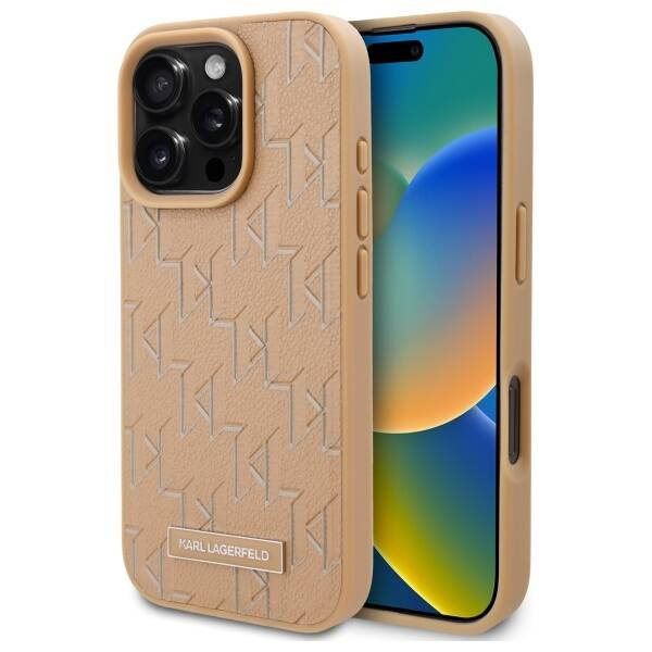 Etui Karl Lagerfeld iPhone 16 Pro Max 6.9" beżowy/beige hardcase Hot Stamp Magsafe