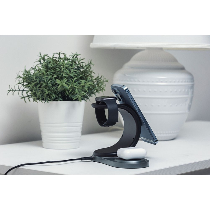 FORCELL F-ENERGY Sail Mag ładowarka indukcyjna 3w1 kompatybilna z MagSafe Qi 15W czarna