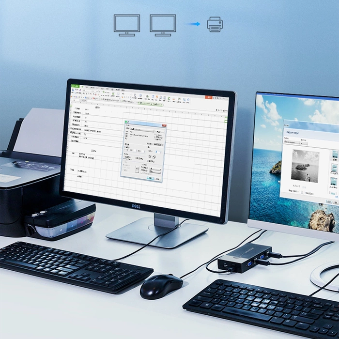 Przełącznik KVM Switch UGREEN 2-portowy VGA Czarny 30357